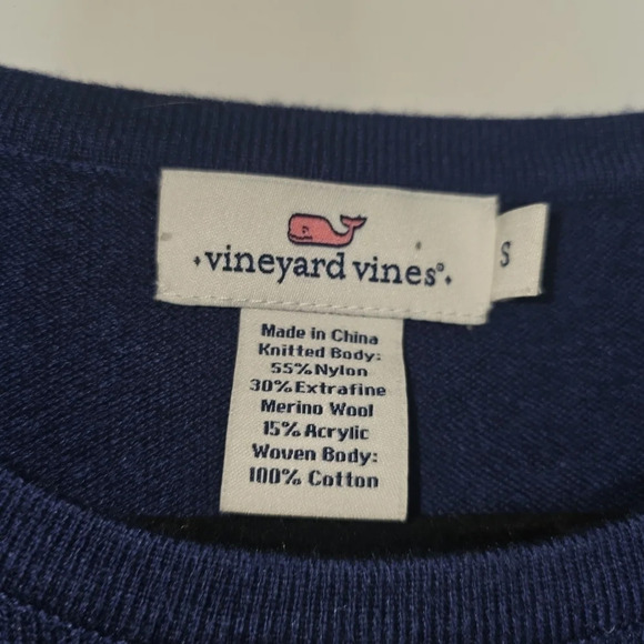Vineyard Vines Women Navy & Plaid Merino Wool Blend Sweater Size Small - Picture 5 of 6